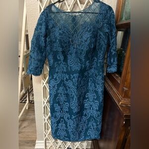 Soulmates Elegant Blue Lace Long Sleeve Dress